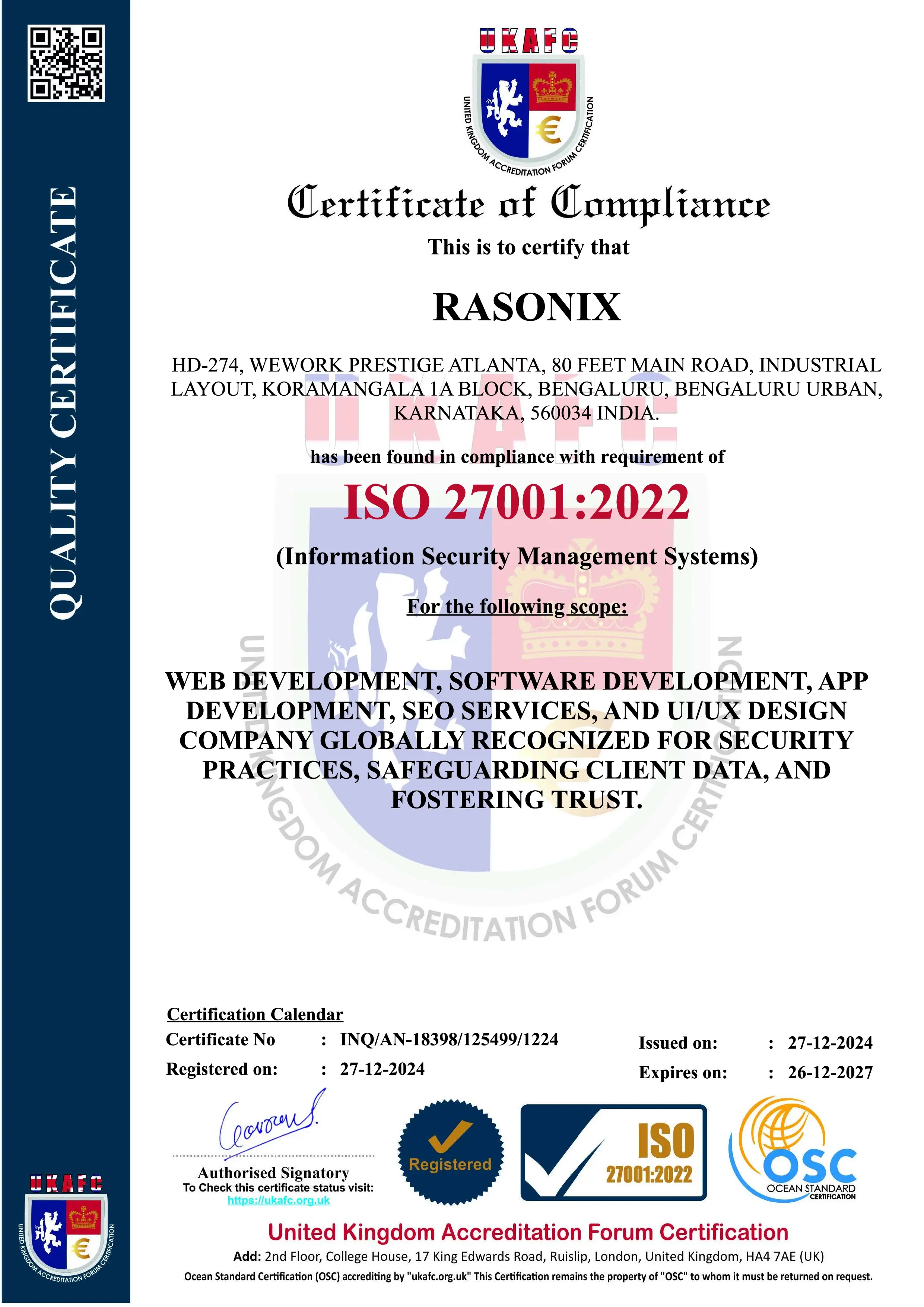 iso certificate