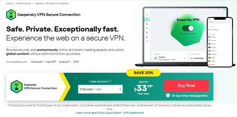 Kaspersky free trial VPN