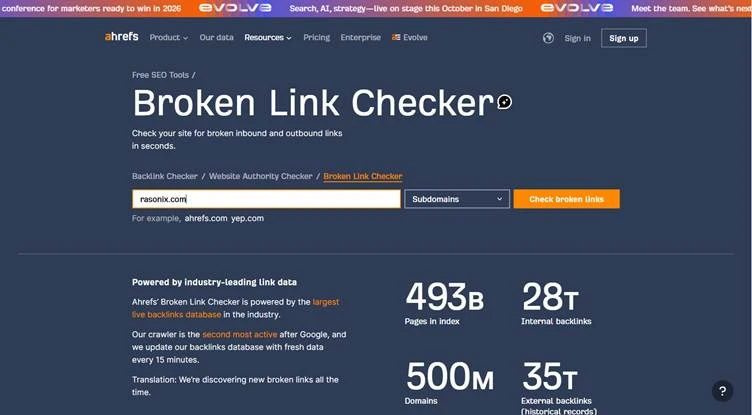 ahref broken link checker tool